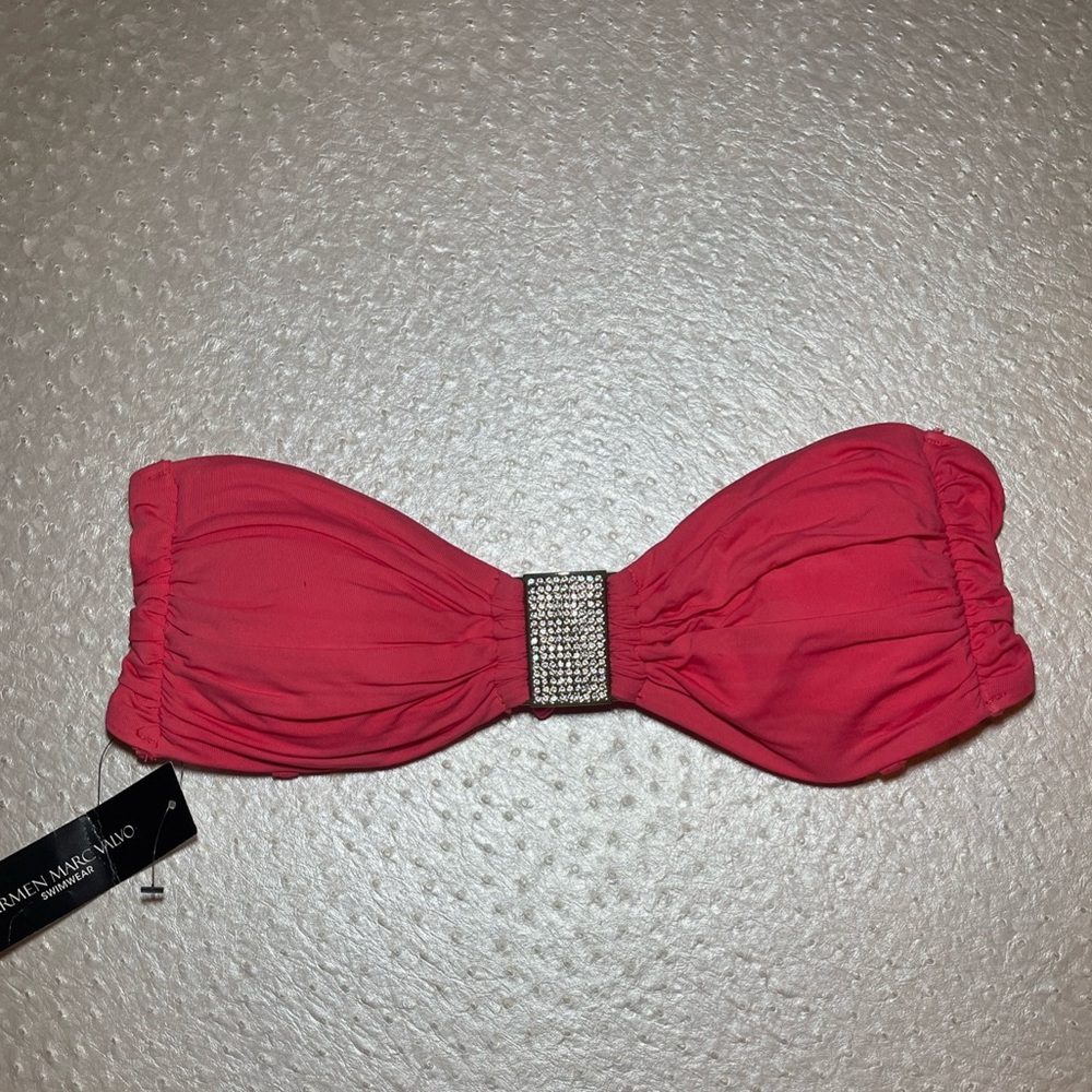 Carmen Marc Valvo Coral Bandeau Top